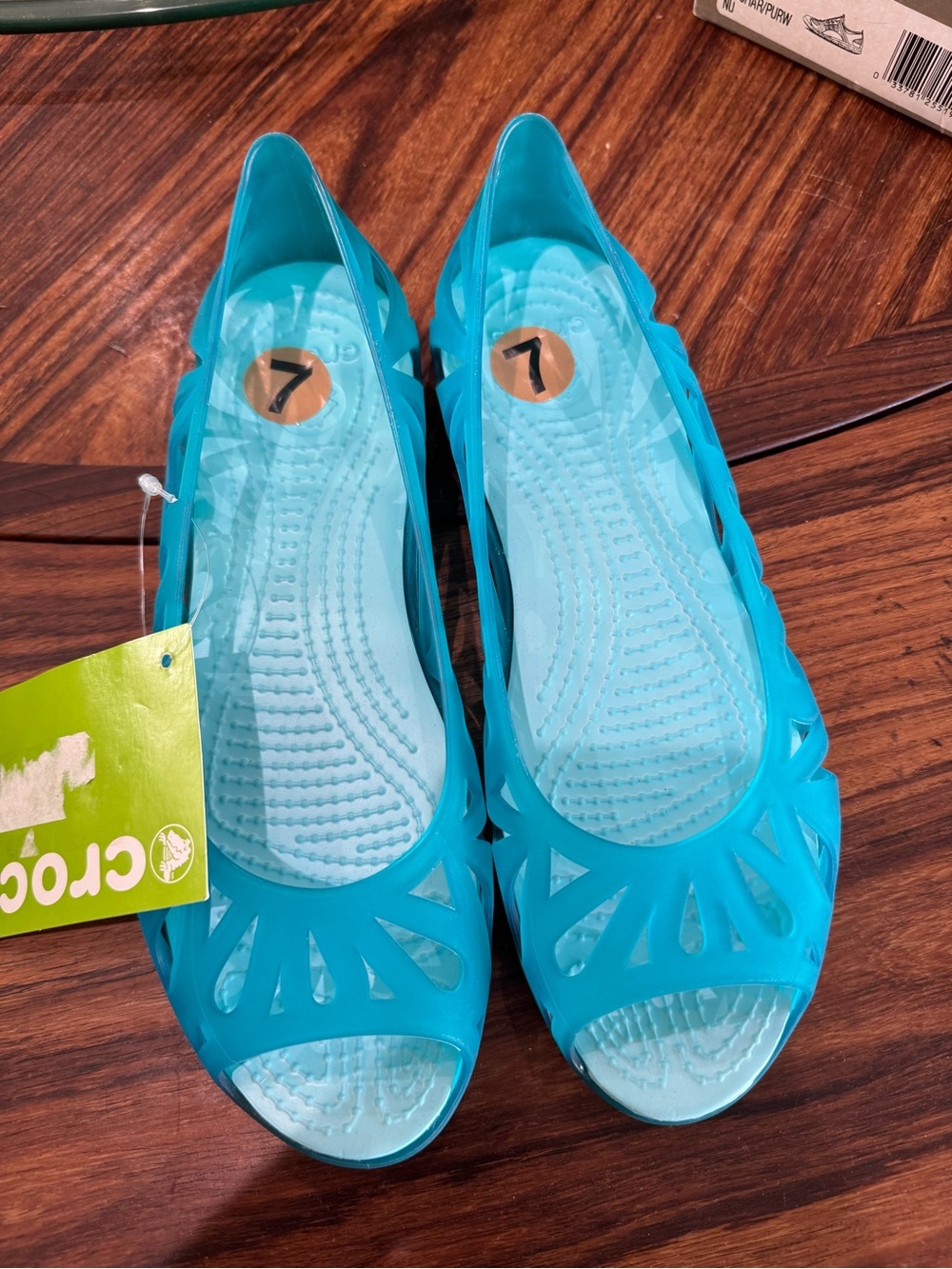 CROCS Women's Teal Open-Toe Jelly Flats
